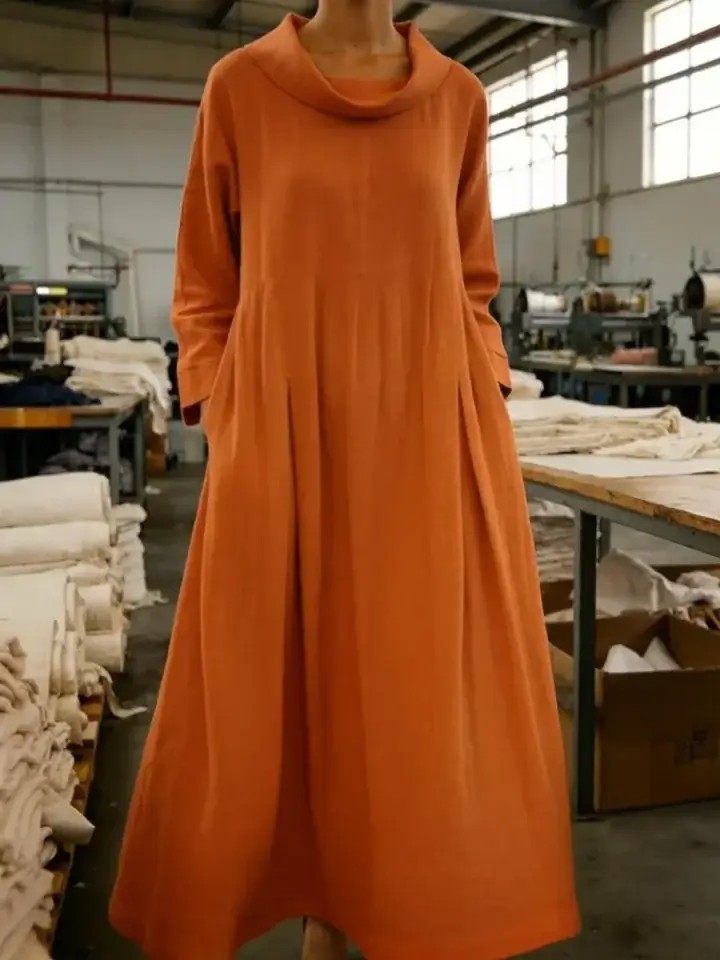 🔥Summer Arrivals🌟Vintage Cowl Neck Loose Linen Dress
