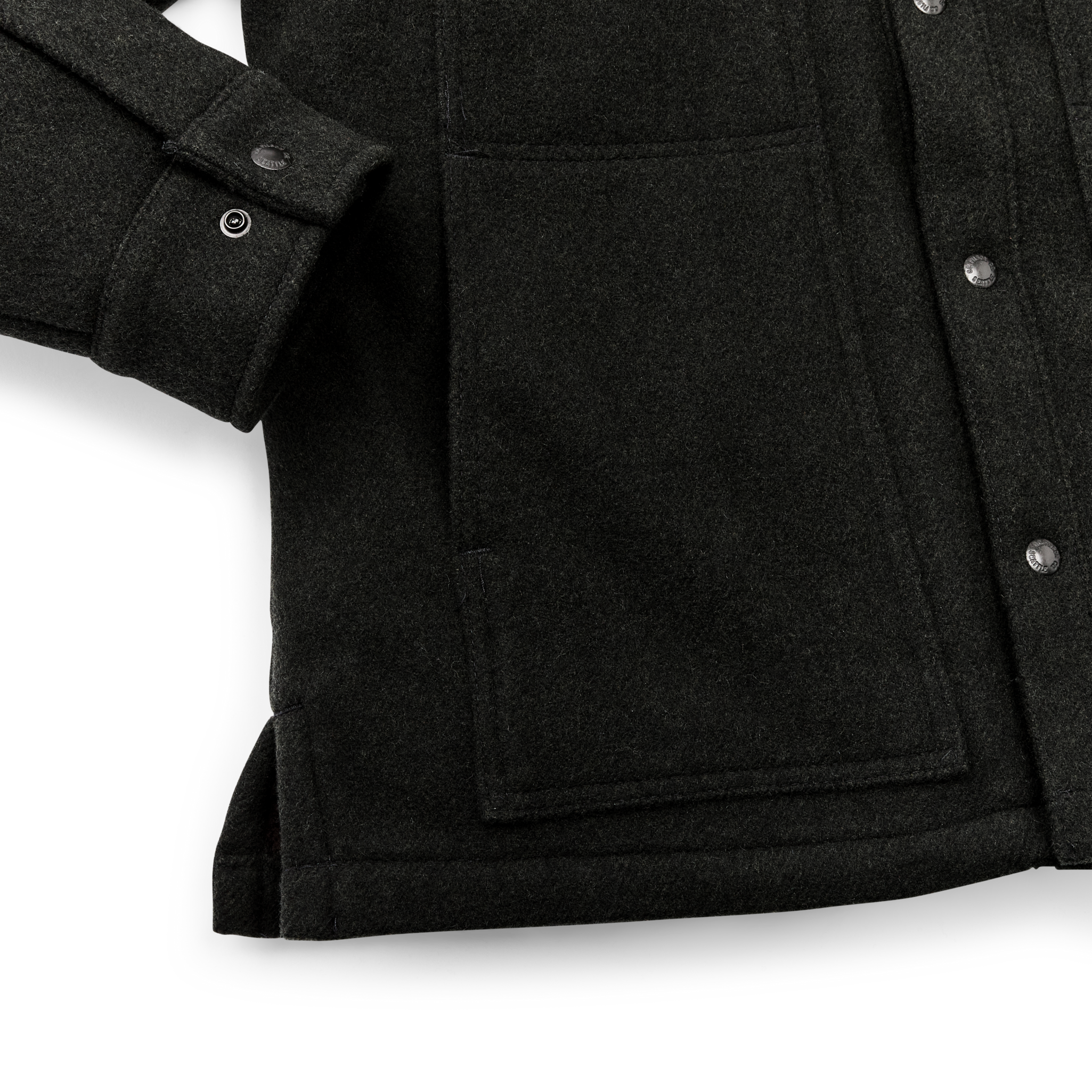 Lined Mackinaw Wool Cape Coat - Peat Black