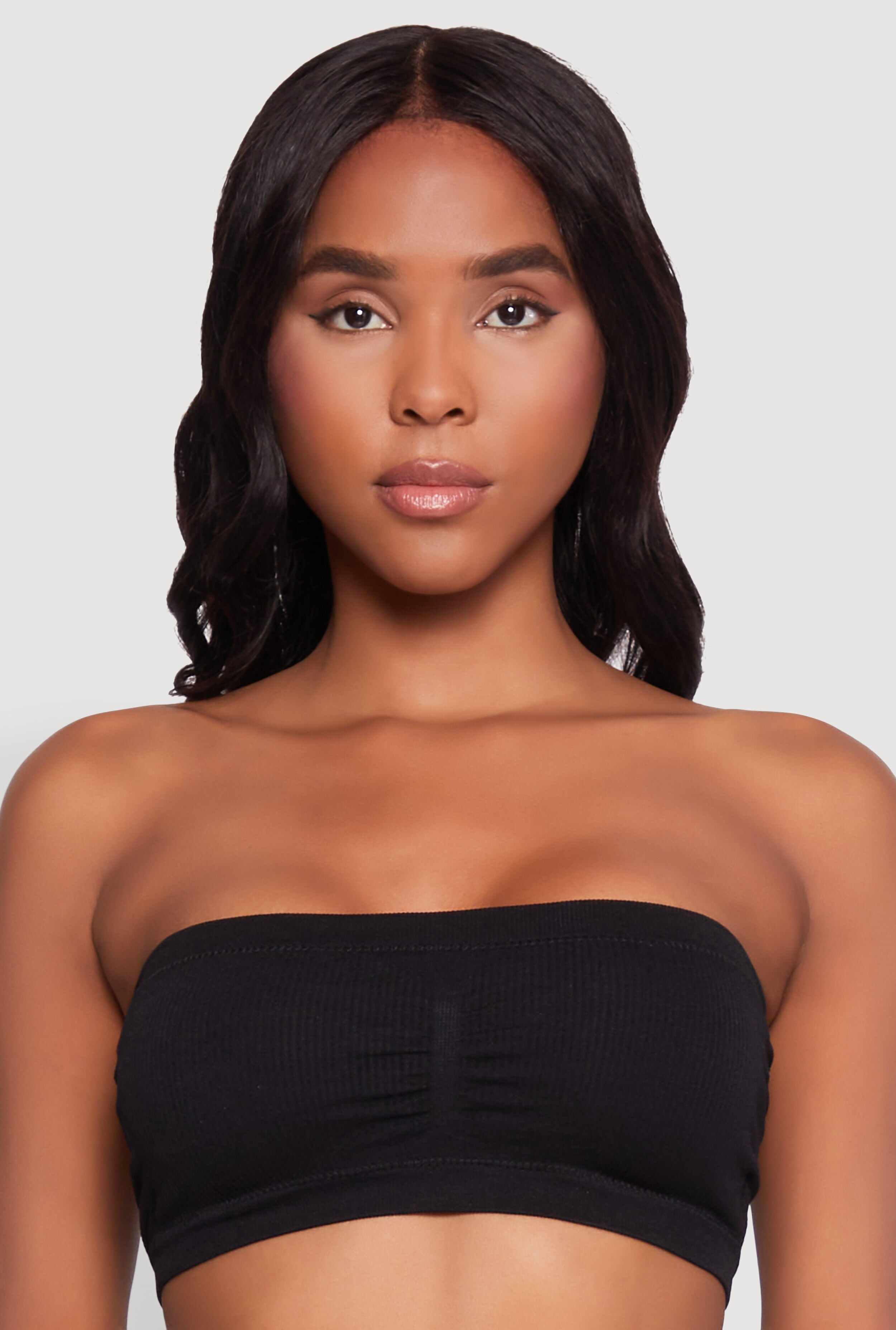 Seamless Rib Knit Bandeau Bra