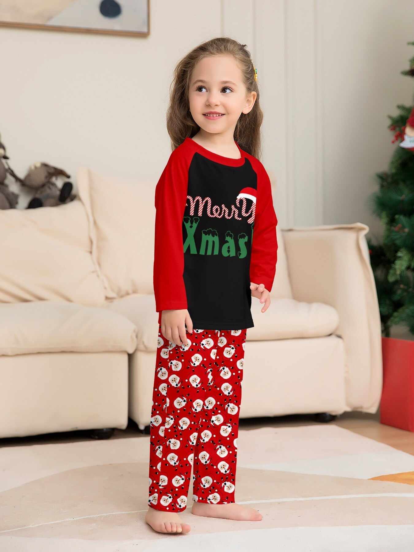 ��Merry Xmas�� Santa Claus Print Family Pajama Set