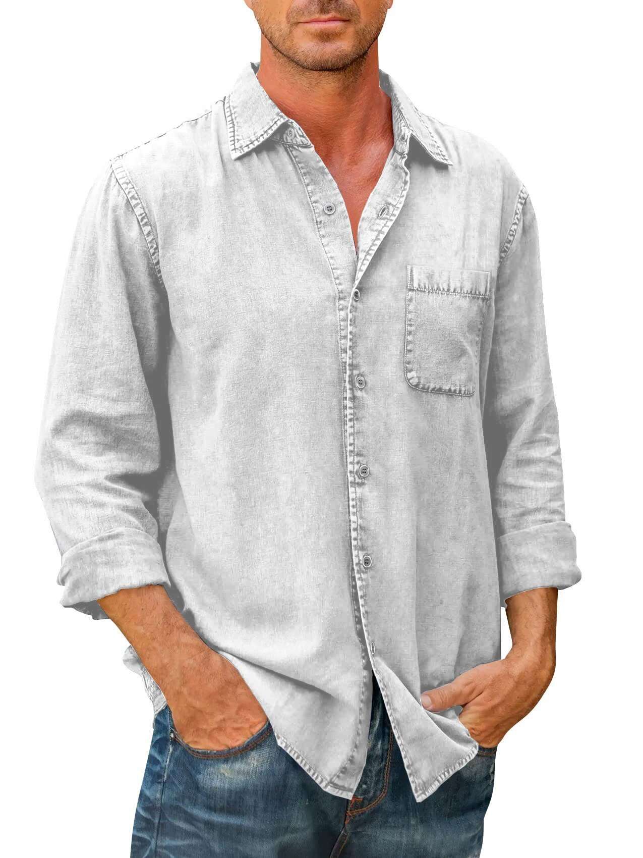🔥Men's Long Sleeve Button Down Shirt