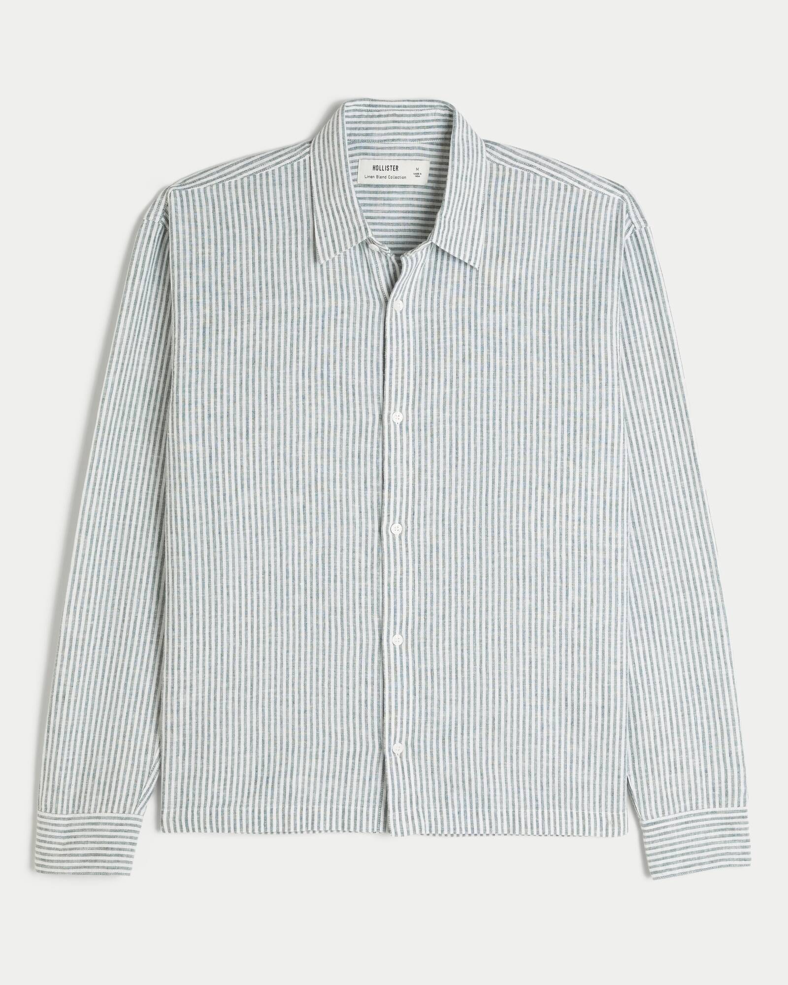 Linen-Blend Button-Through Shirt