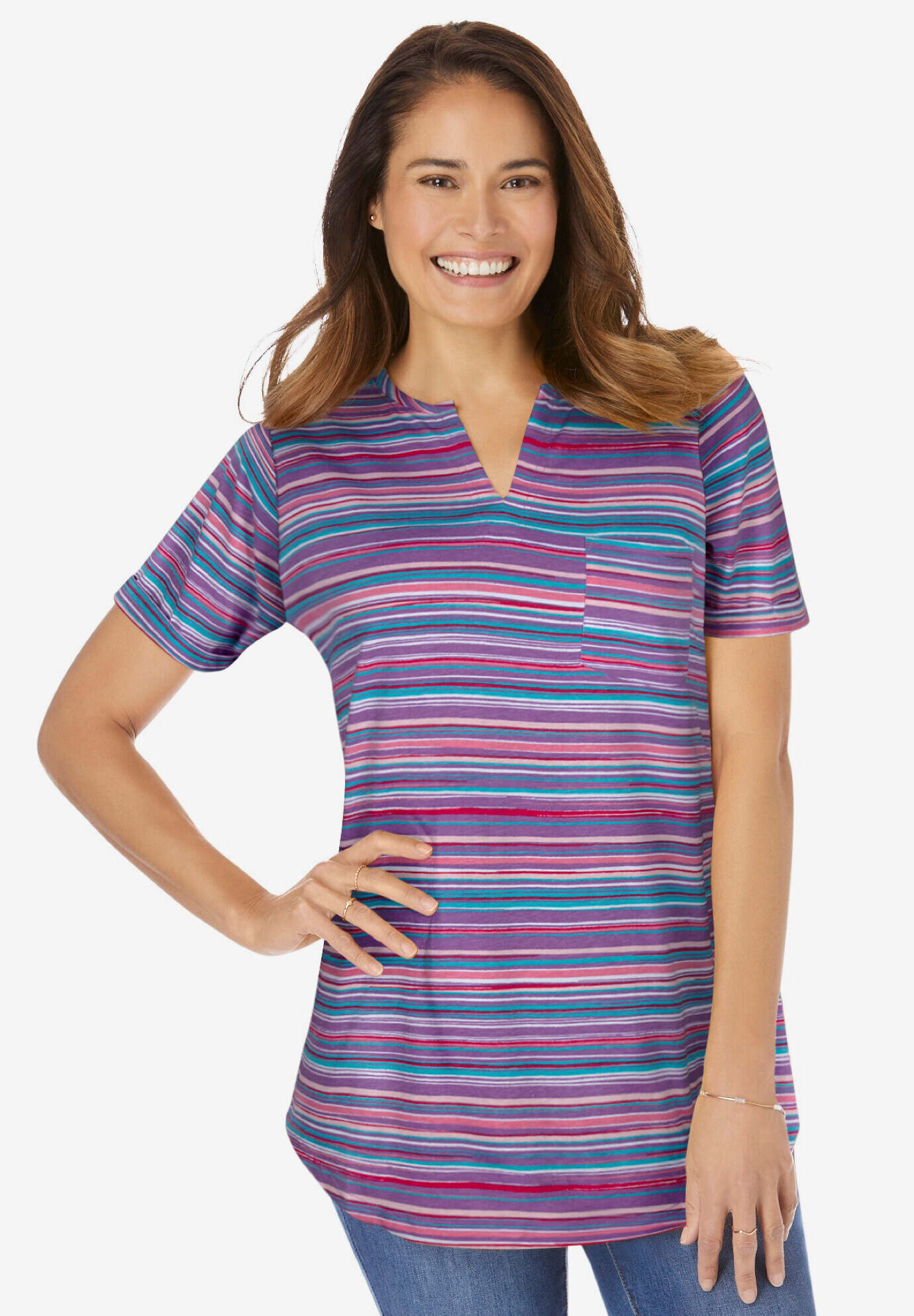 Short-Sleeve Notch-Neck Tee
