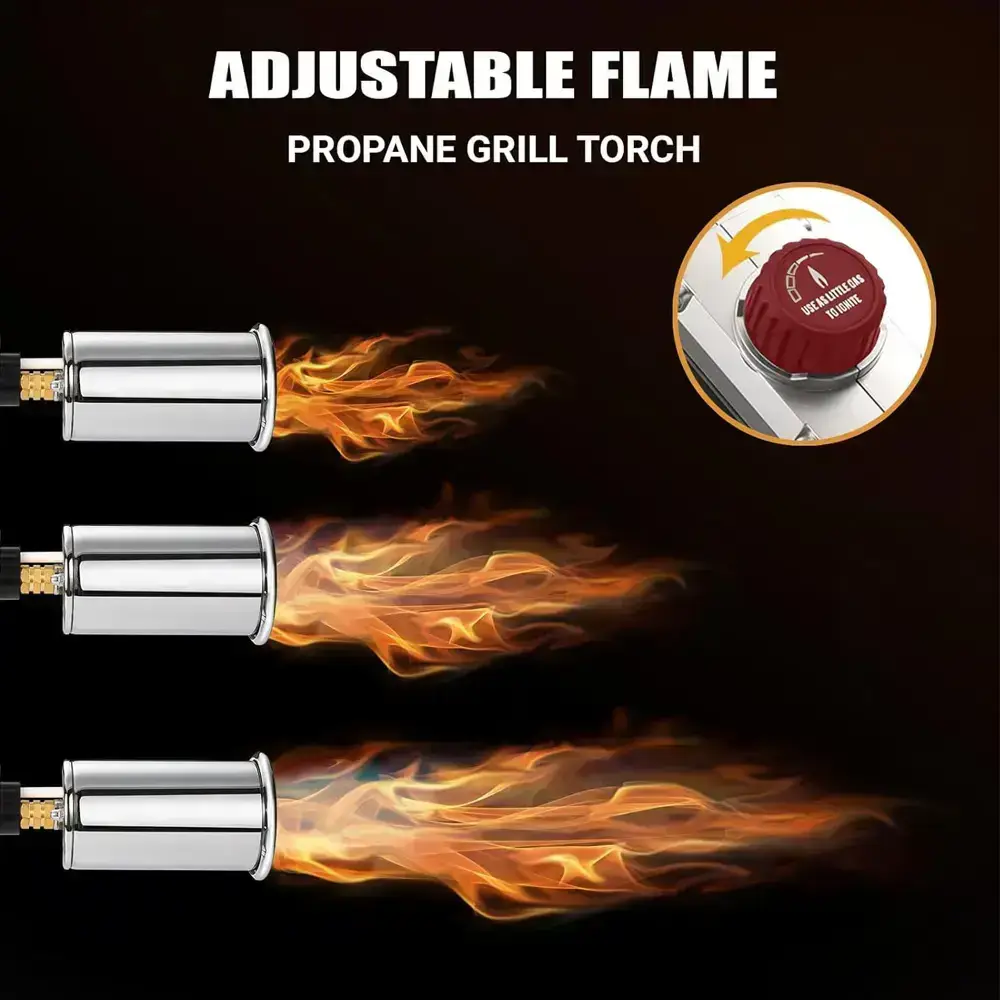 Propane Torch Gun, Kitchen Grill Torch with Detachable Design, Adjustable Flame Torch for Searing Steak, BBQ, Welding, Camping Charcoal(Tank Not Included)