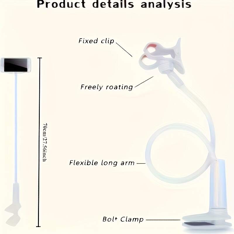 Phone and Tablet Holder, 360° Rotatable Angle Adjustment, Sturdy Durable Bedside Table Mount, Hand-Free Screw Tension Base, Suitable for Up to 30 People in a Household Use