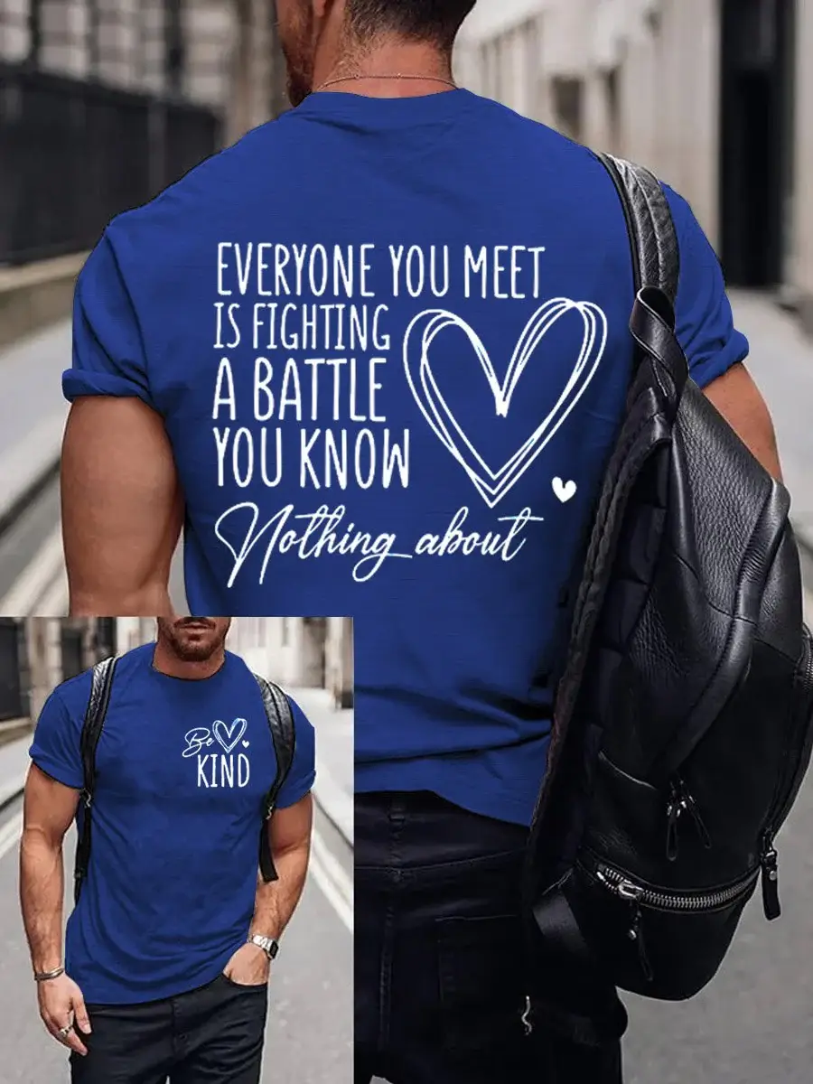 Men's Be Kind Art Print Casual T-Shirt