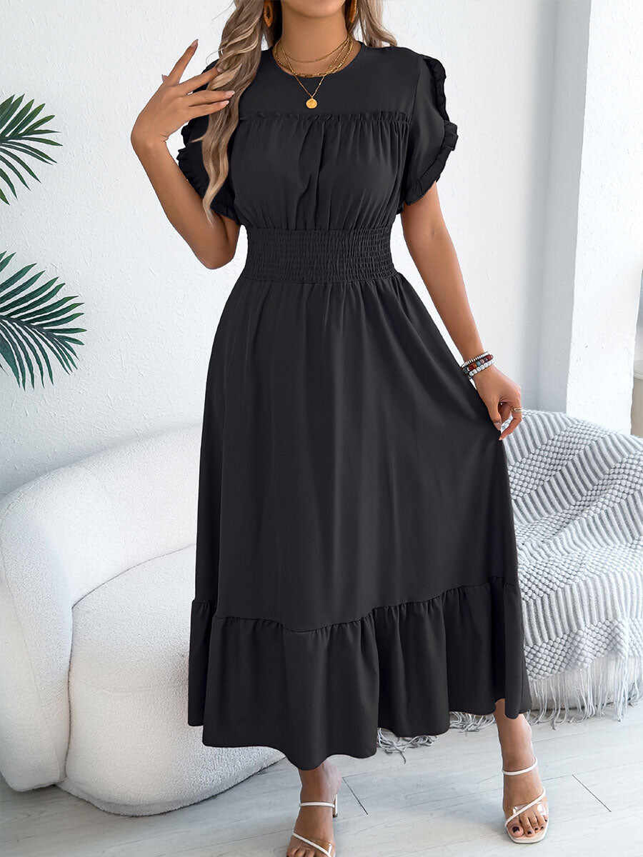 🔥Summer Arrivals🌟Women's Casual Ruffled Short-sleeved Maxi Dress