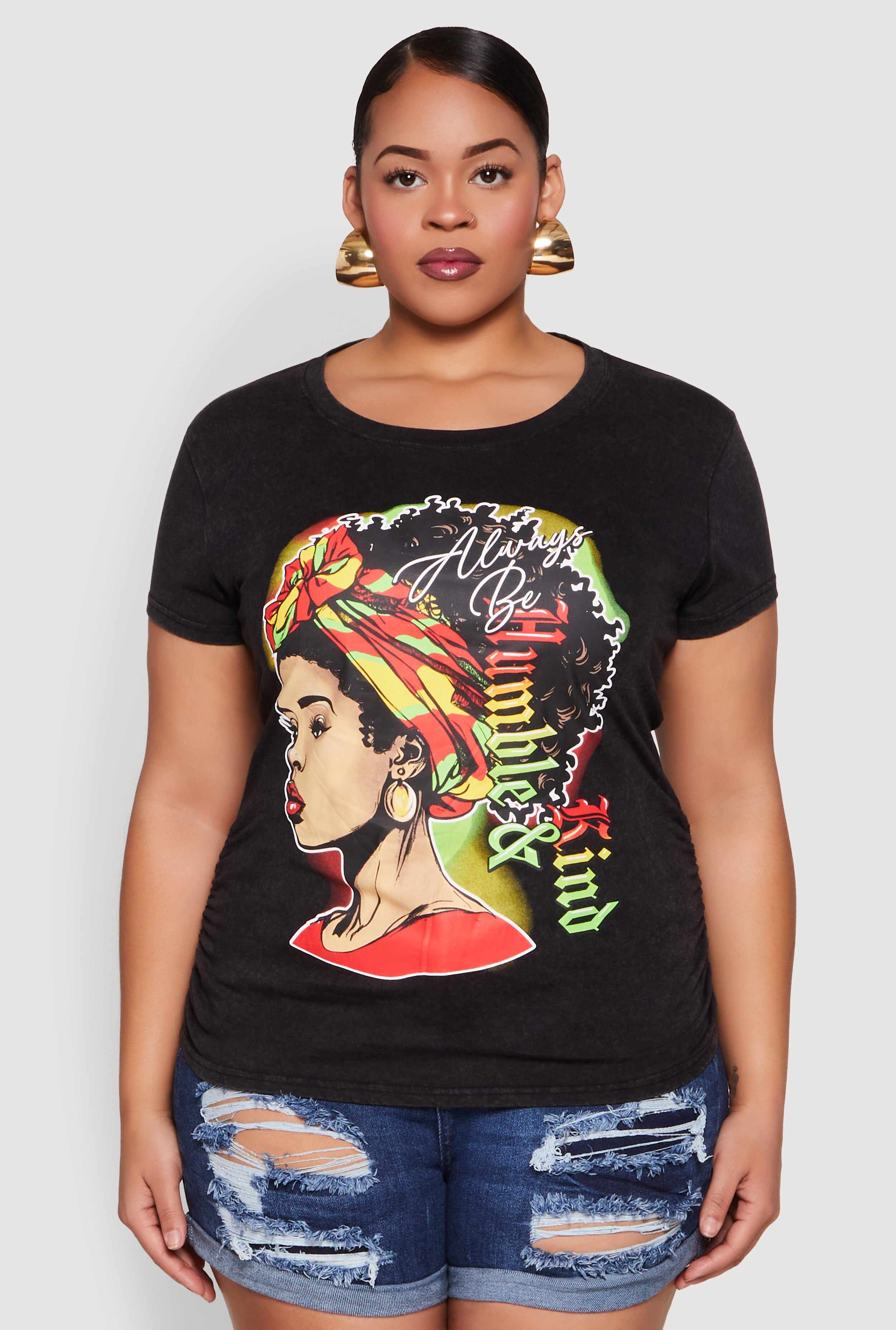 Plus Size Always Be Ruched Graphic Tee