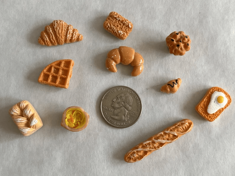 Sets Of 10 Miniature, Realistic Bread Magnets