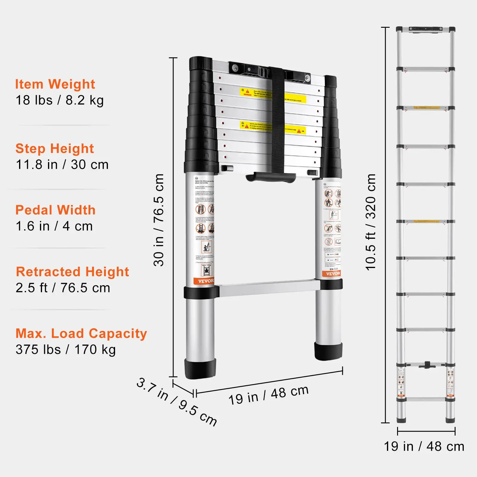 Telescoping Ladder - 400 LBS Capacity, Portable & Safe