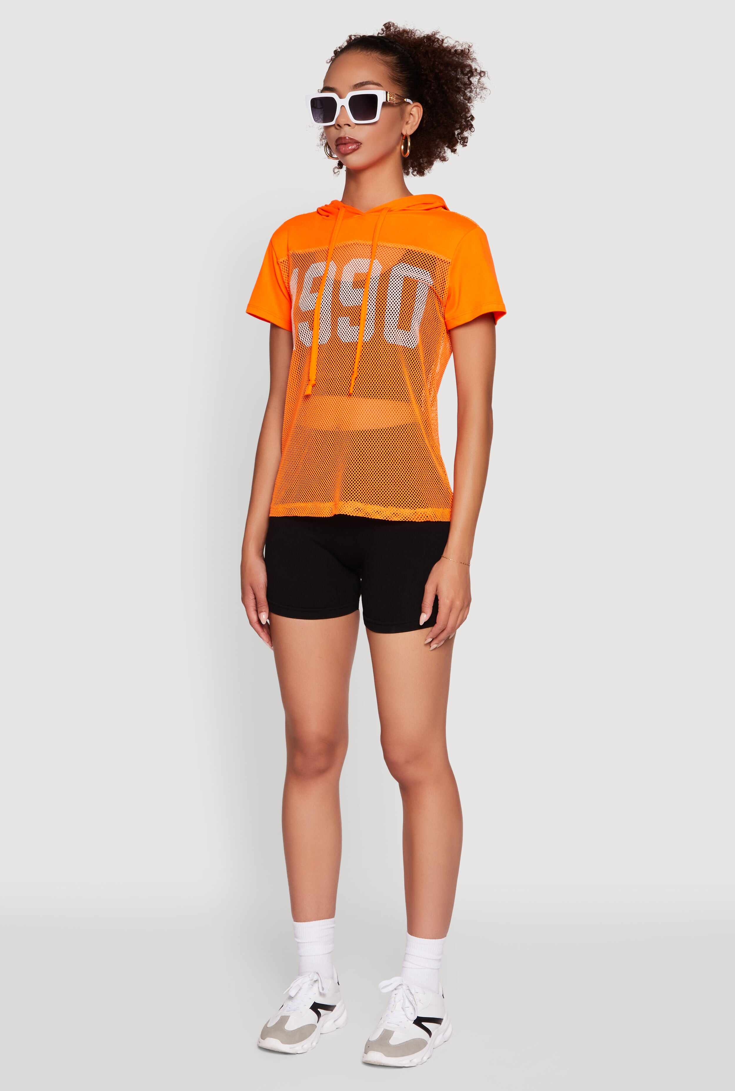 Fishnet 1990 Graphic Hooded Short Sleeve Top