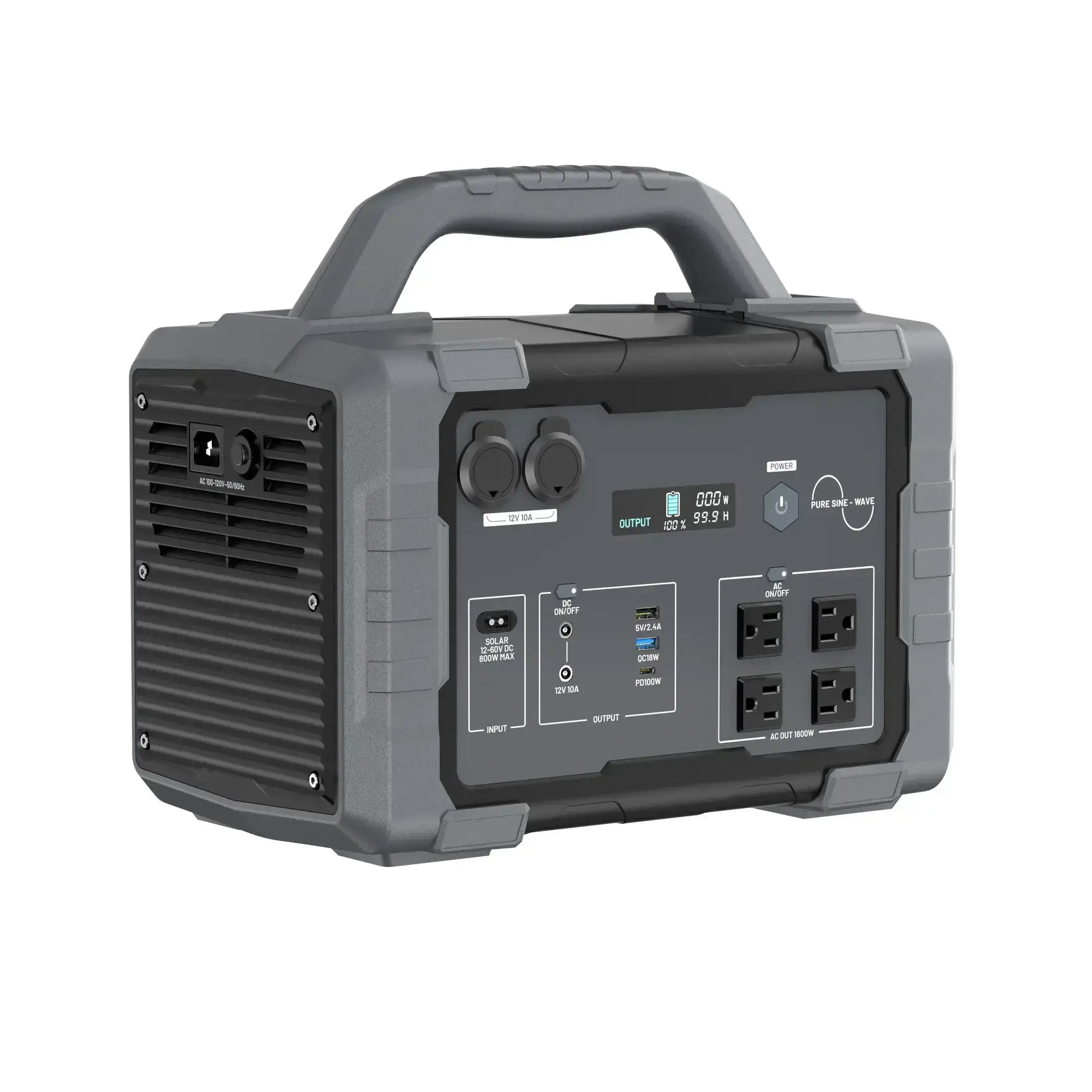 1800W/1024Wh Portable Power Station 1.5-Hour Fast Charging 4x1800W AC 100W USB-C Output Home Backup Generator High-Efficiency Power Output Portable Inverter Multi-Port Charger  (200W/400W Solar Panel Optional)