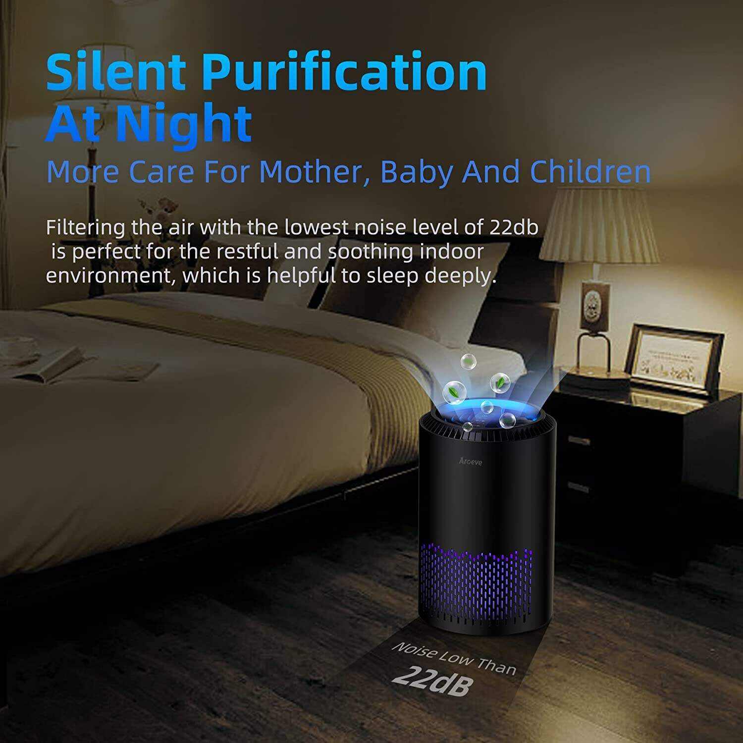 Air Purifiers for Home, HEPA Air Purifiers Air Cleaner For Smoke Pollen Dander Hair Smell Portable Air Purifier with Sleep Mode Speed Control For Bedroom Office Living Room, MK01- White