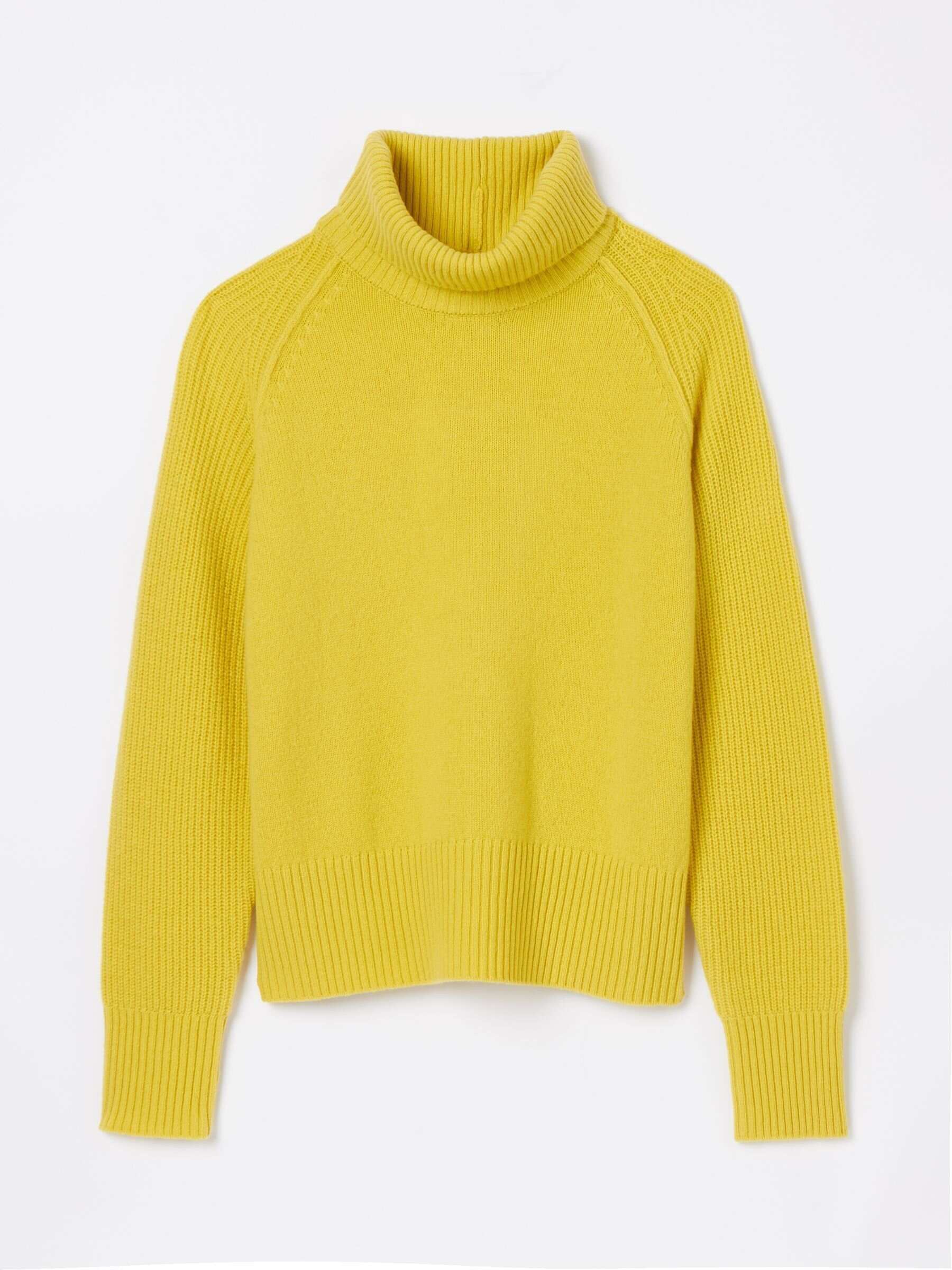 May Yellow Merino Wool Jumper with Detachable Roll Neck