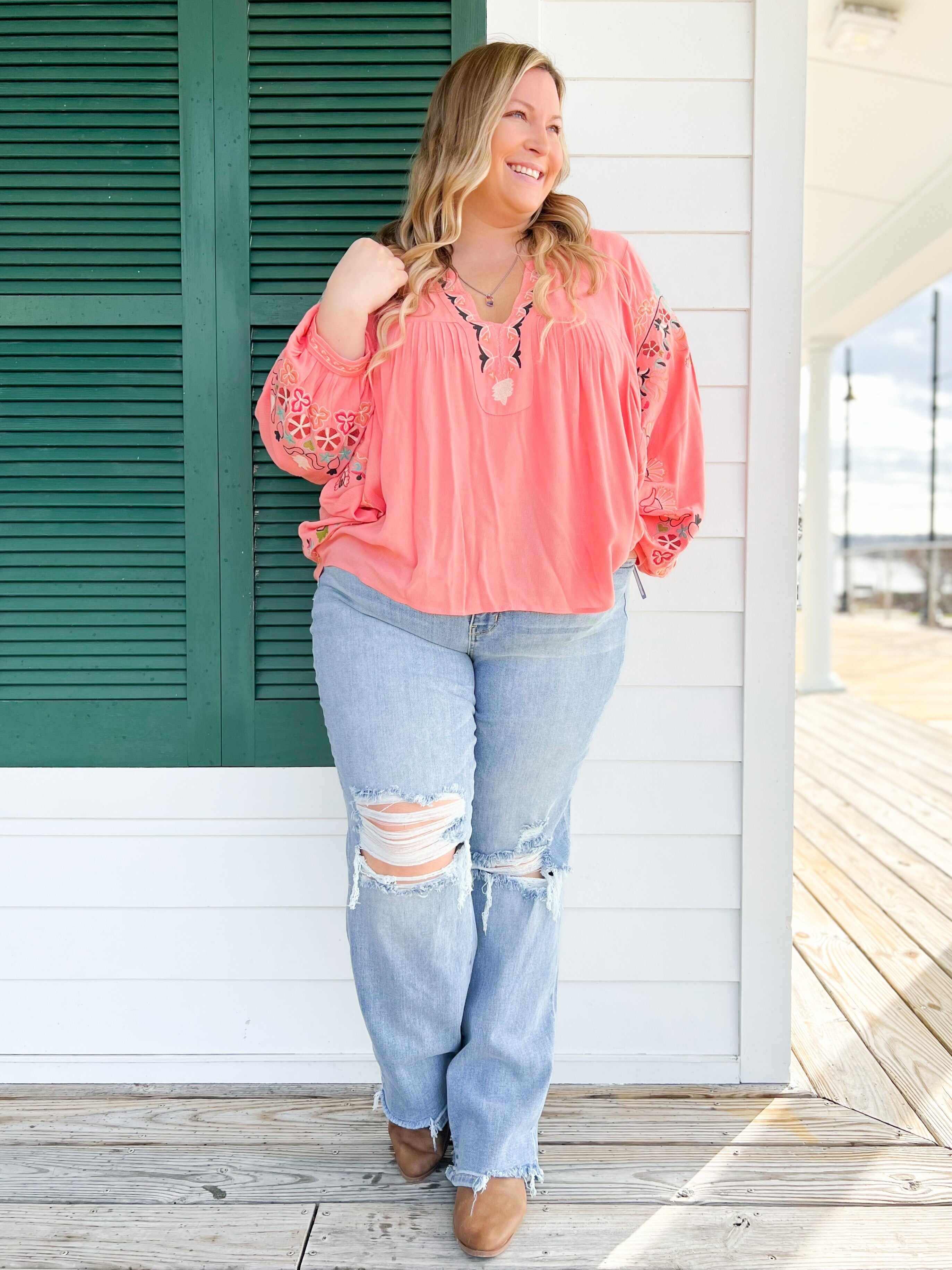 🔥Hot Sales🔥Wonderwall High Rise 90s Destroyed Knee Straight Leg Jeans