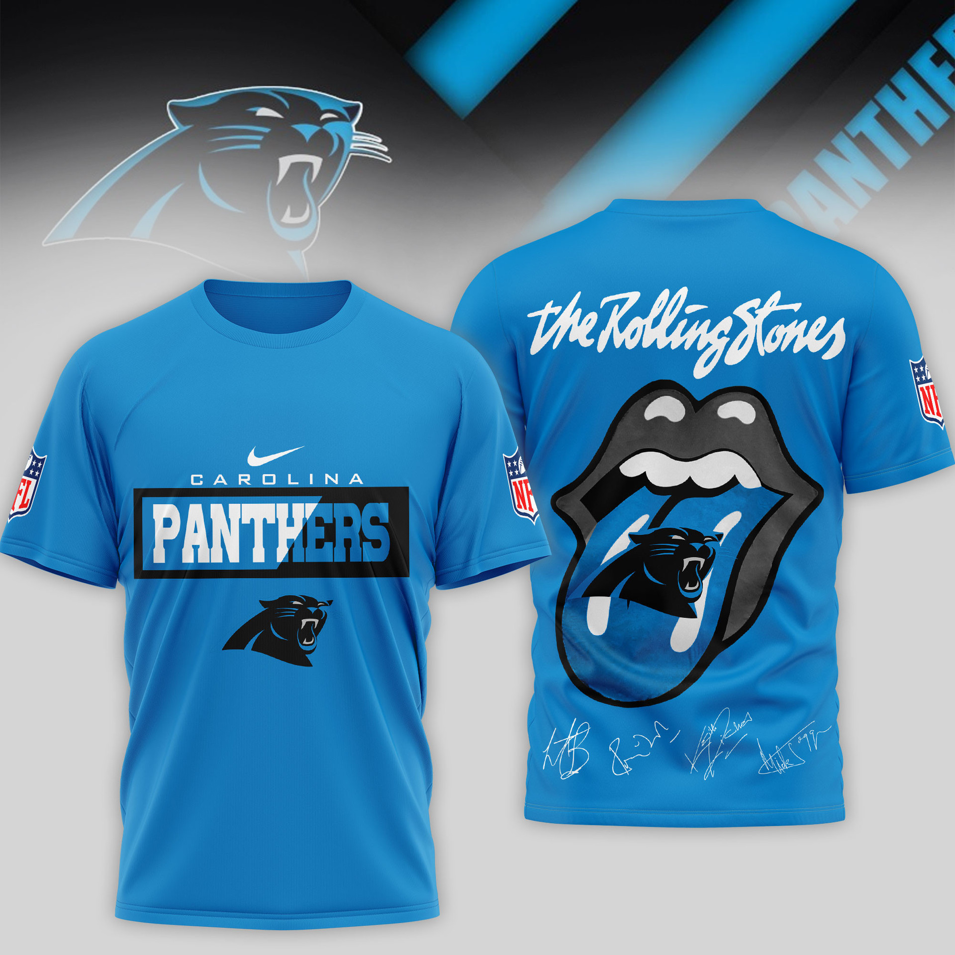 Carolina Panthers | Premium NFL The Rolling Stones 3D Shirt TD