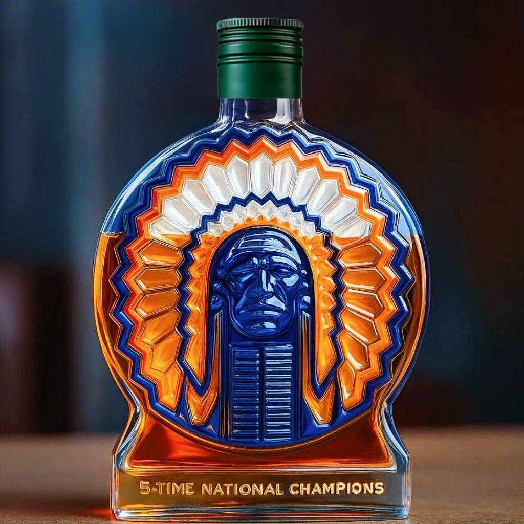 Illinois Fighting Illini 5-time National Champion Whiskey Bottle
