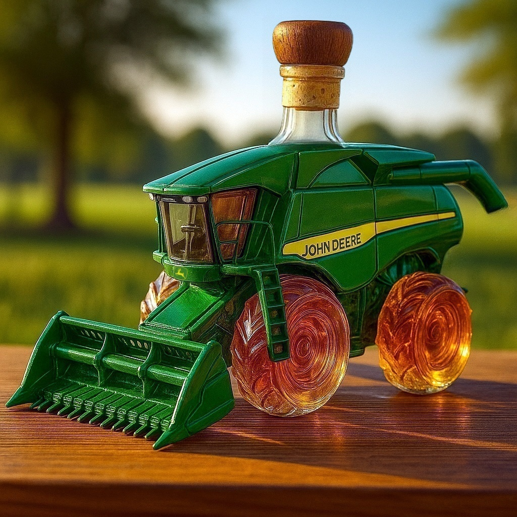 John Deere Combine Harvester Whiskey Bottle