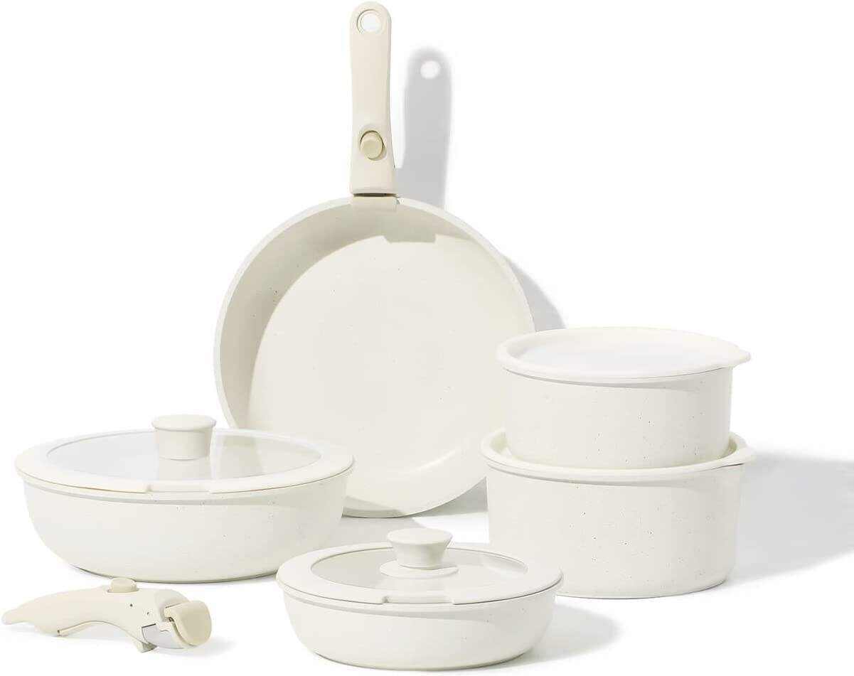 11pcs Pots and Pans Set, Nonstick Cookware Set Detachable Handle, Induction Kitchen Cookware Sets Non Stick with Removable Handle, RV Cookware Set, Oven Safe