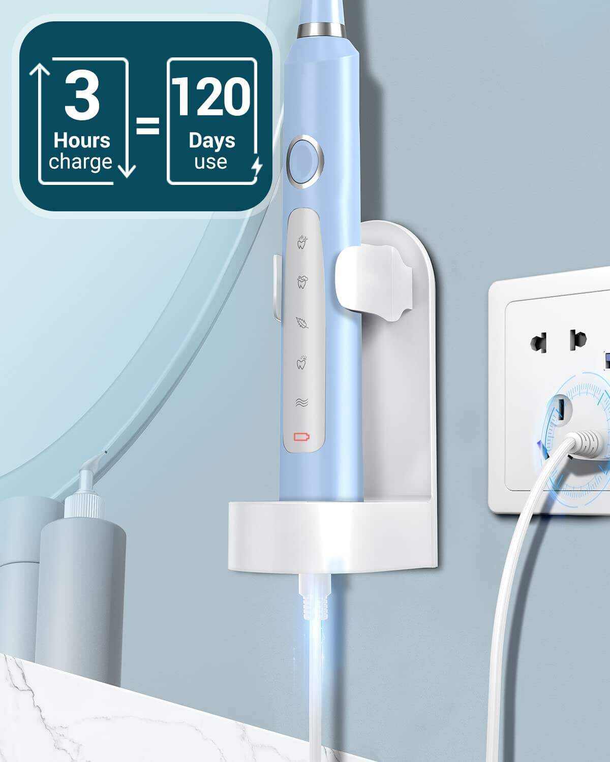 Sonic Electric Toothbrush for Adults - Rechargeable Electric Toothbrushes with 8 Brush Heads, & Travel Case,Teeth Whitening , Power Electric Toothbrush with Holder, Once Charge for 120 Days - H8 Pink