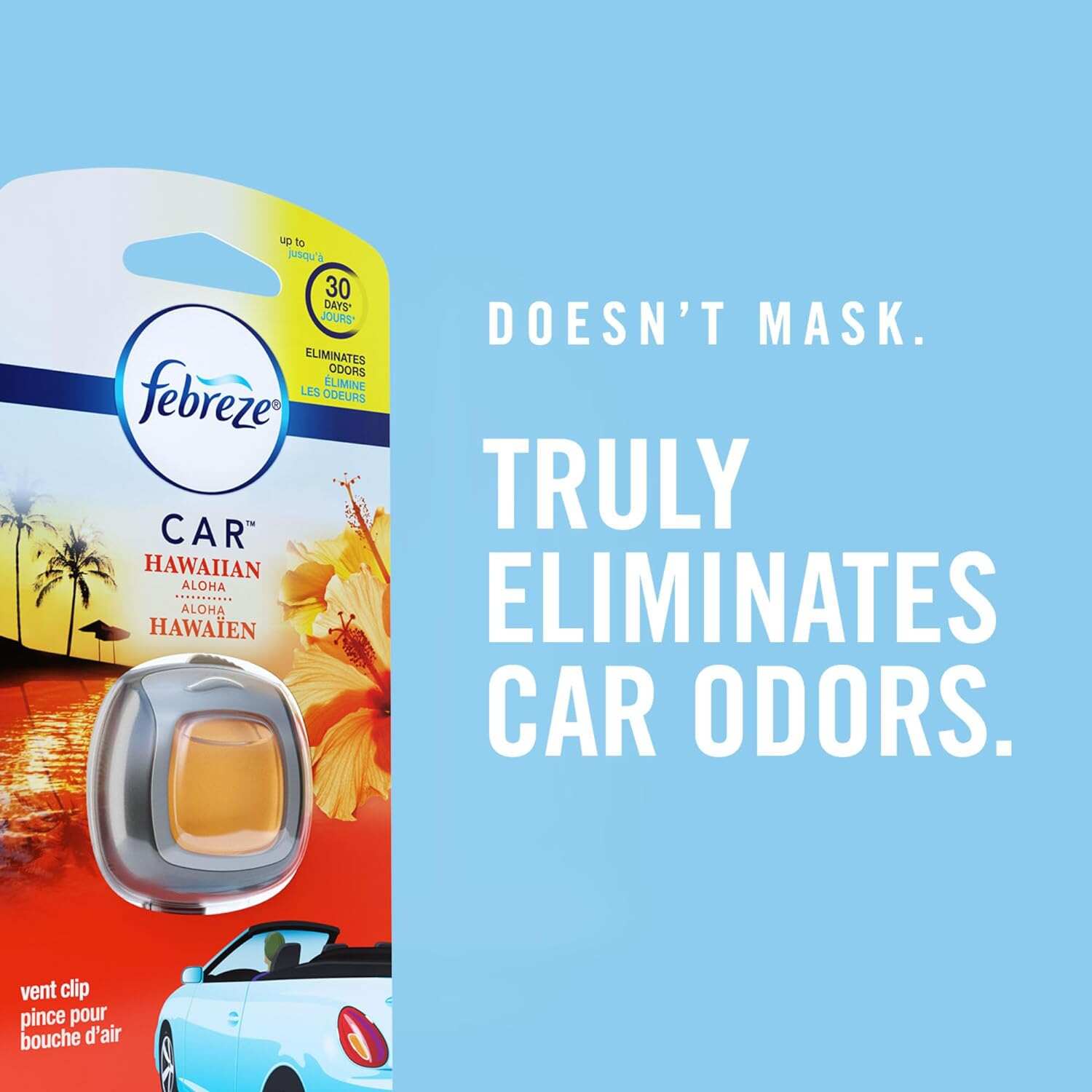 Febreze Car Air Fresheners, New Car Scent, Odor Eliminator for Strong Odors Car Vent Clips (2 Count)