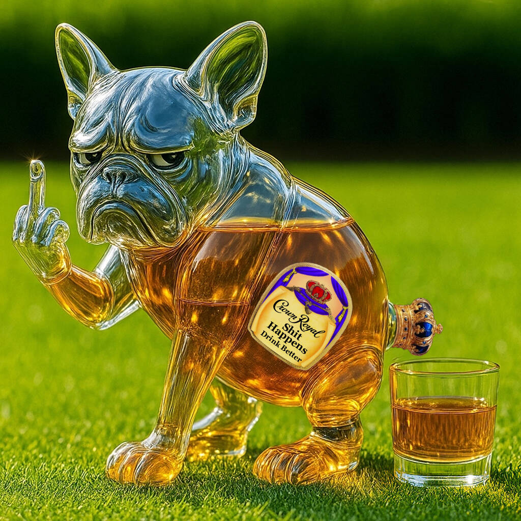 Funny French Bulldog Pooping Whiskey Bottle