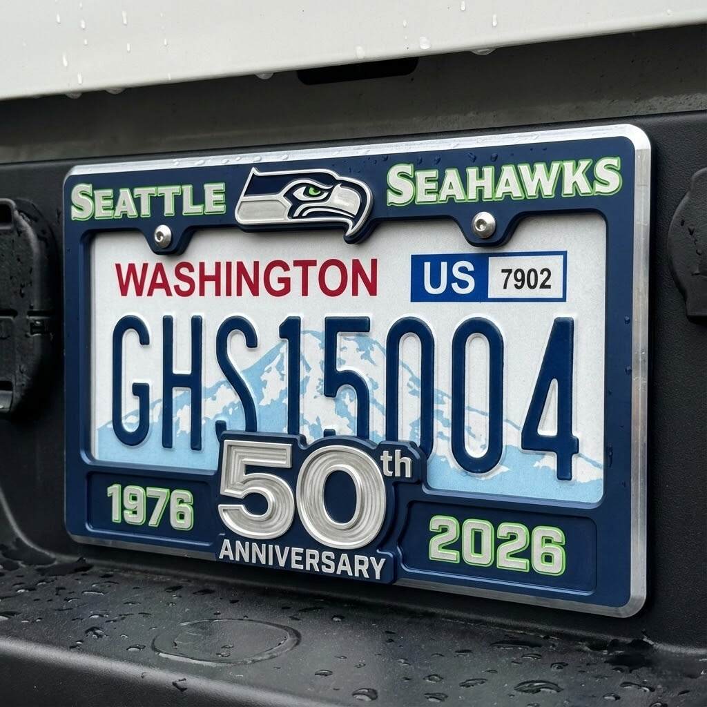 Seattle Seahawks 50th Anniversary Premium Metal Frame (1976-2026)
