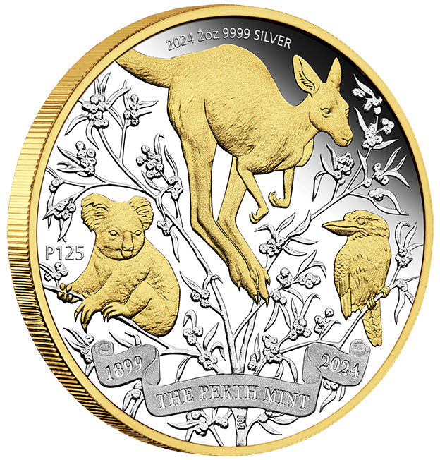2024 The Perth Mint's 125th Anniversary Gilded 2oz Silver Proof
