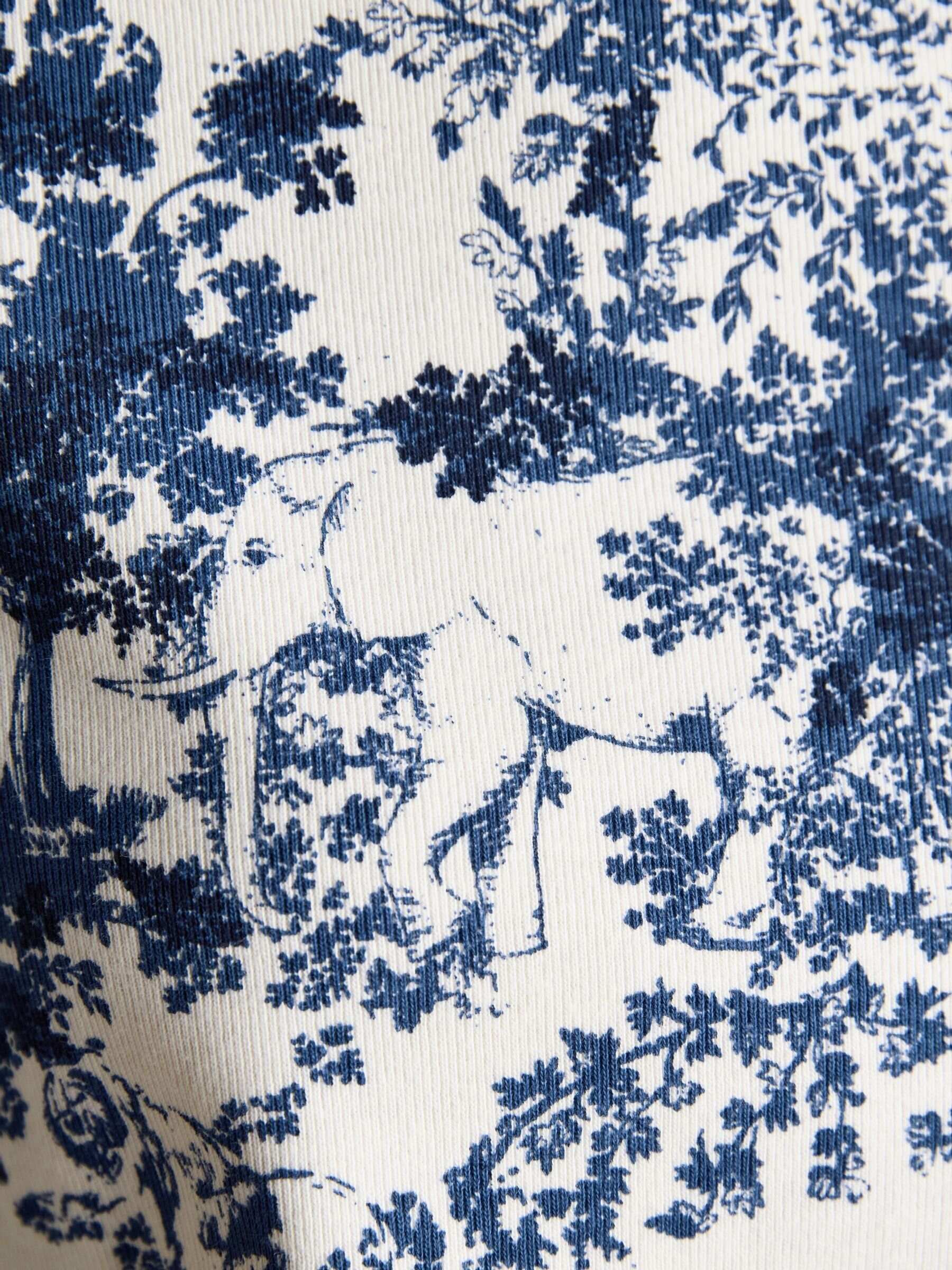 Harbour Navy Toile de Jouy Boat Neck Printed Top