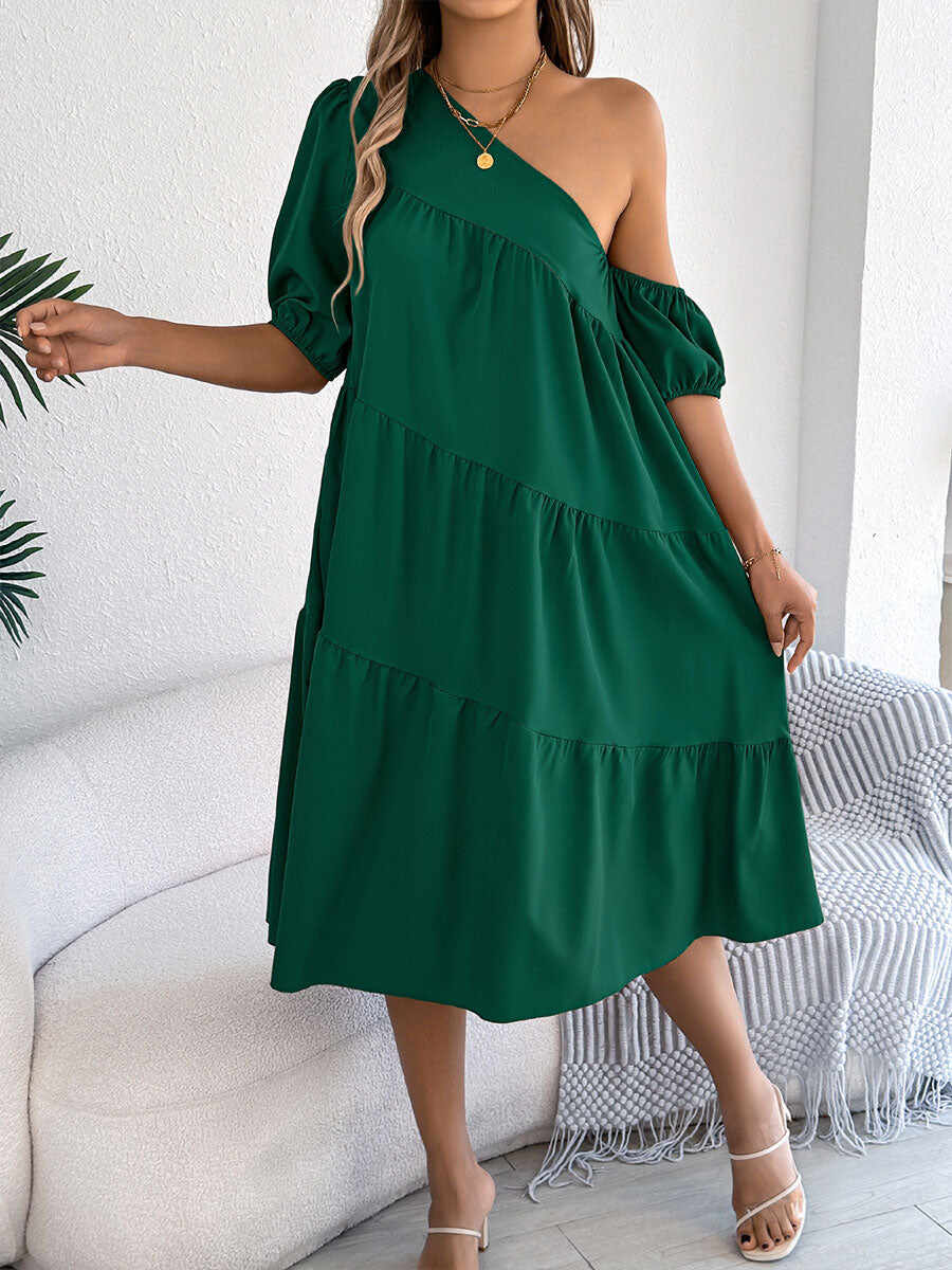 🔥Summer Arrivals🌟Women's Off-shoulder Ruffled Long-sleeve Dress