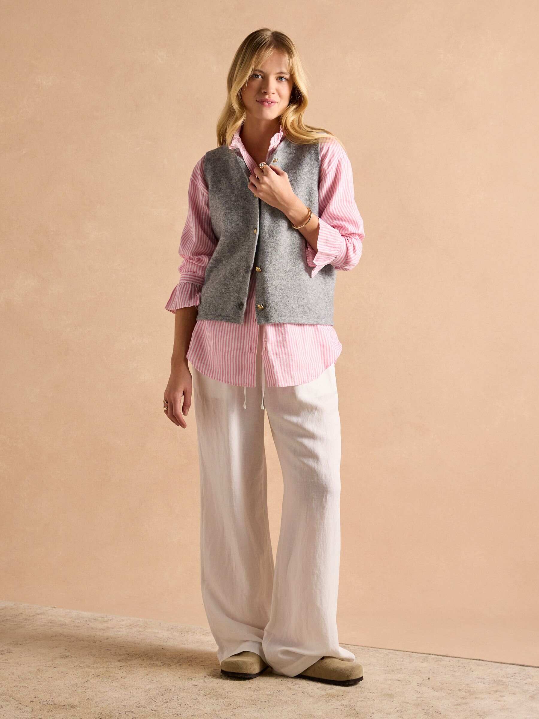 Holly Pink Button Through Knitted Vest