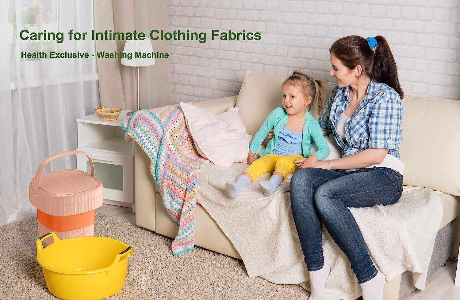 ZNOOOE,Portable washing Machine,Foldable Mini Washing Machine, Small Washer for Baby Clothes, Underwear or Small Items, Apartment, Dorm, Camping, RV Travel laundry- Gift Choice, Green