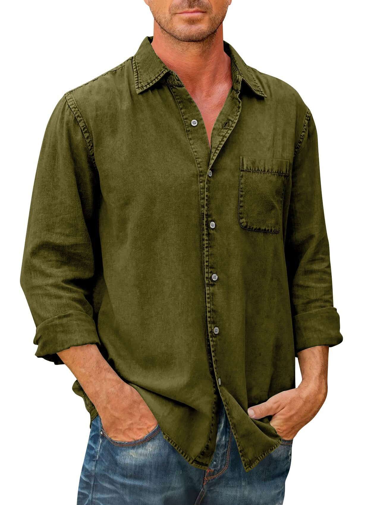 🔥Men's Long Sleeve Button Down Shirt