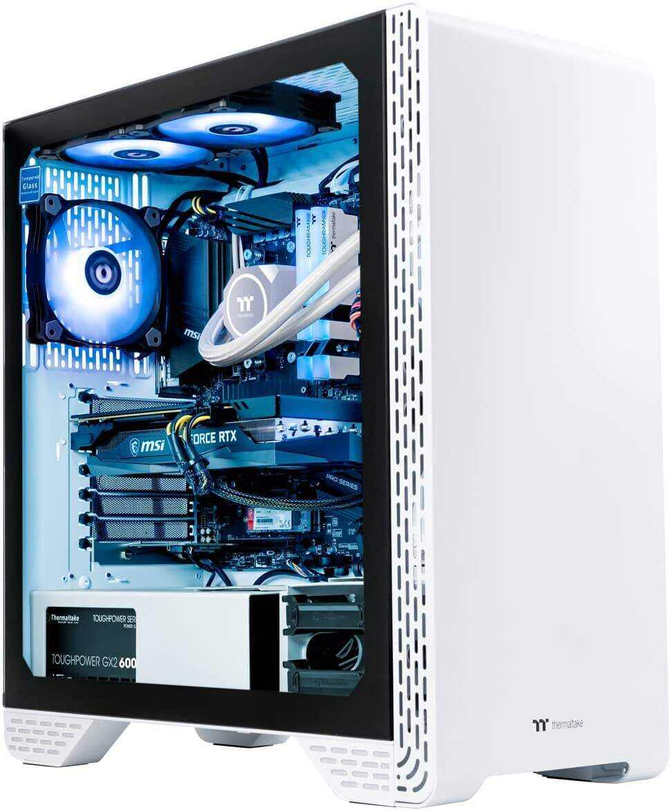 Thermaltake Frostbite 380 Gaming Desktop (AMD RyzenTM 7 5800X 8-core, ToughRam RGB DDR4 3600Mhz 32GB Memory, NVIDIA® GeForce RTXTM 3080, 1TB NVMe M.2, Win10 Home) D3FB-B550-380-LCS