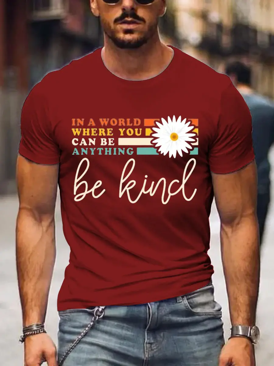 Men's Be Kind Art Print Casual T-Shirt