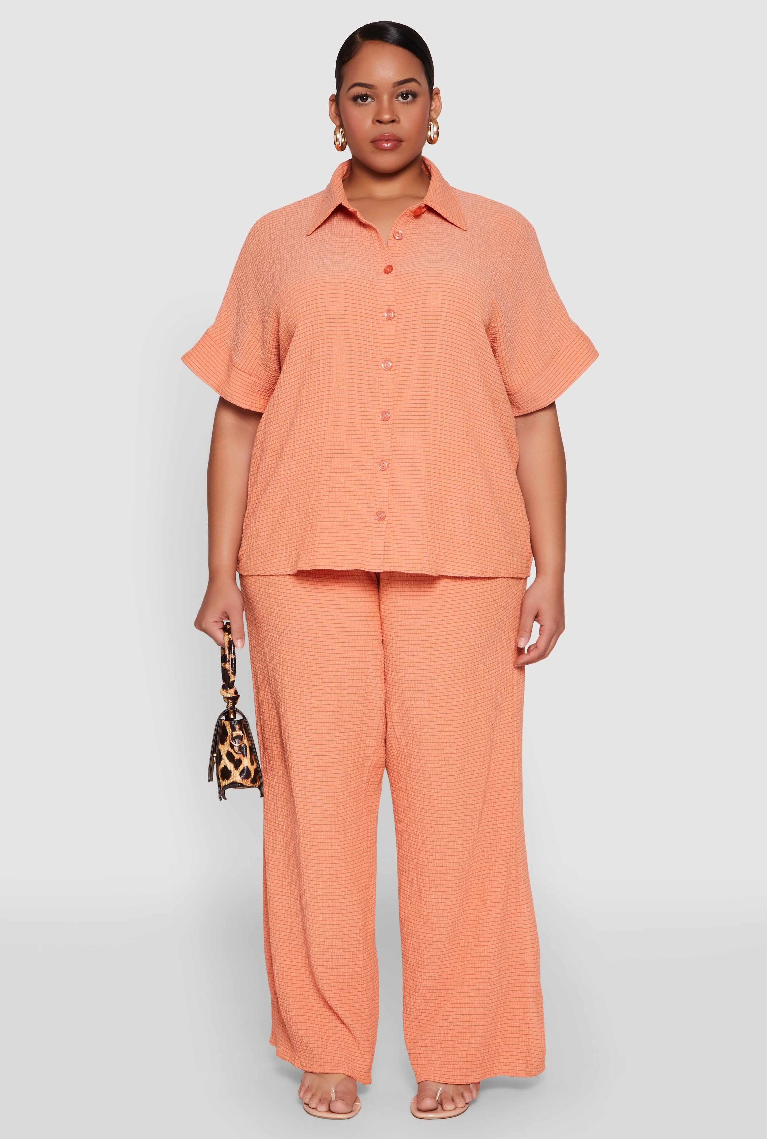 Plus Size Textured Knit Shirt