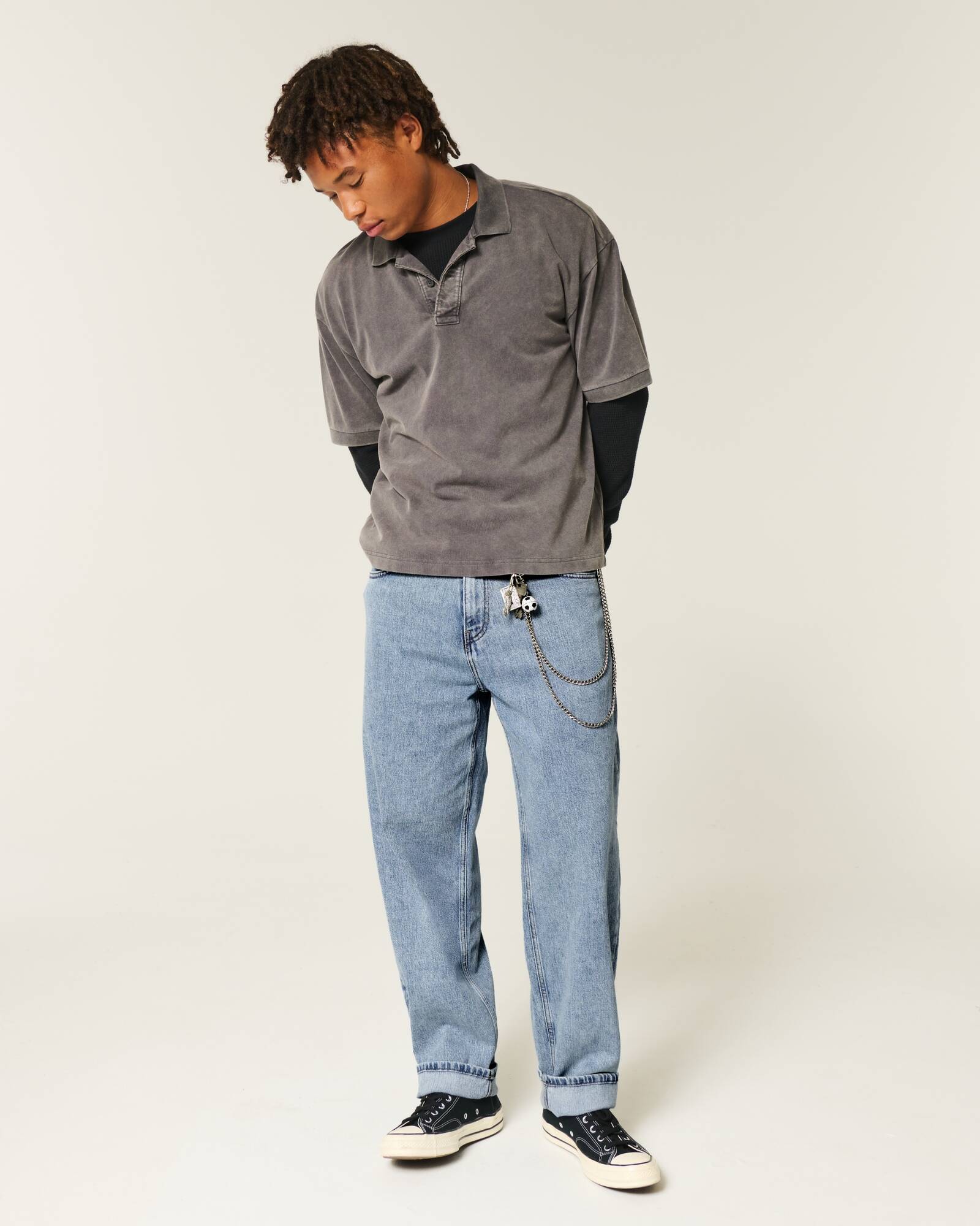Medium Wash Skater Baggy Jeans