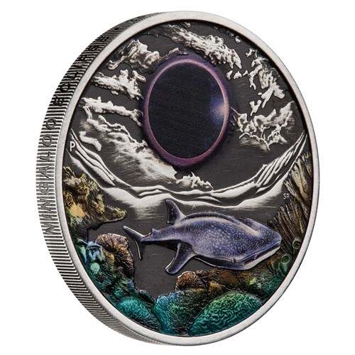 Ningaloo Eclipse 2023 2oz Silver Antiqued Coloured Coin