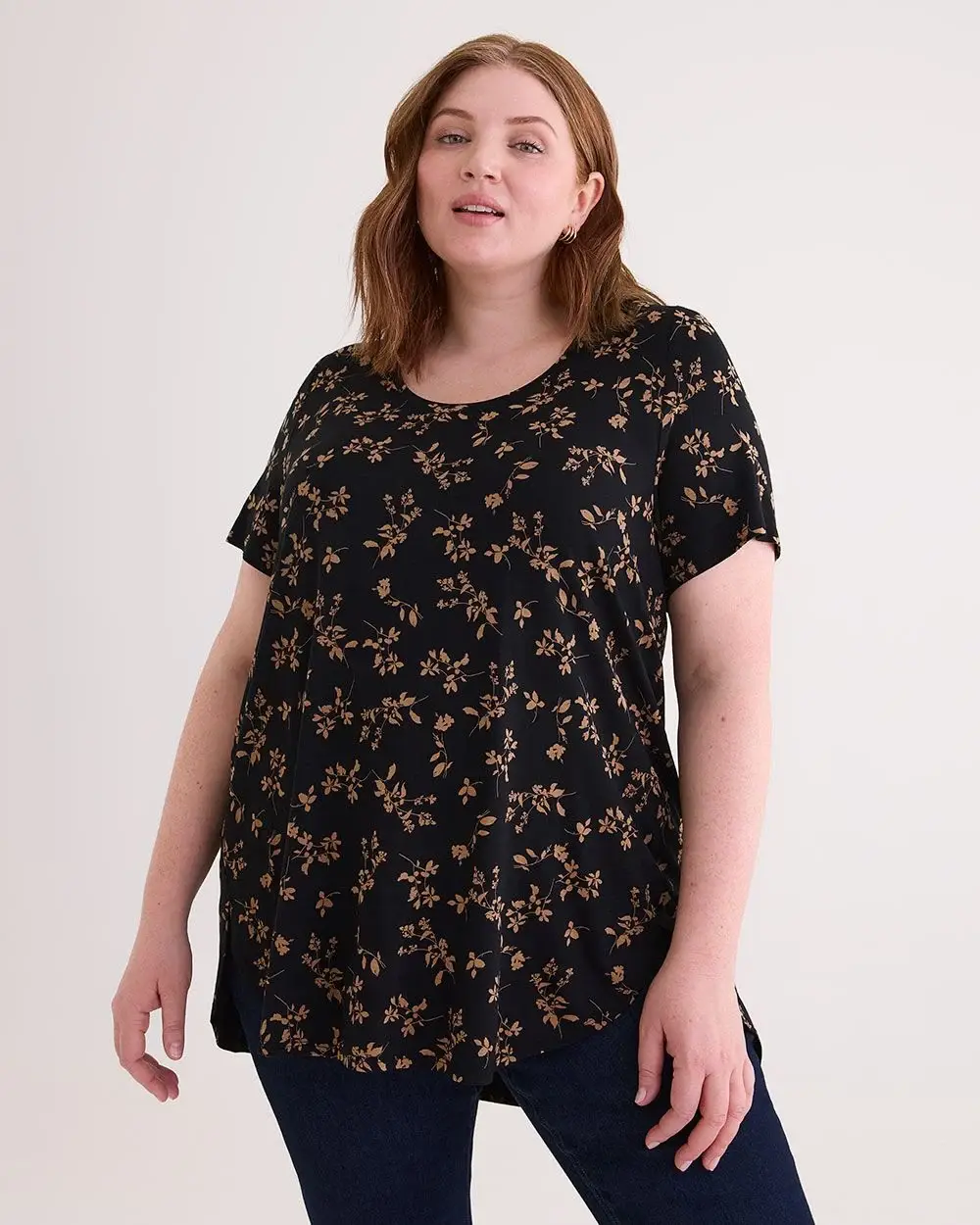 Responsible, Printed Modern Short-Sleeve Scoop Neck Tunic