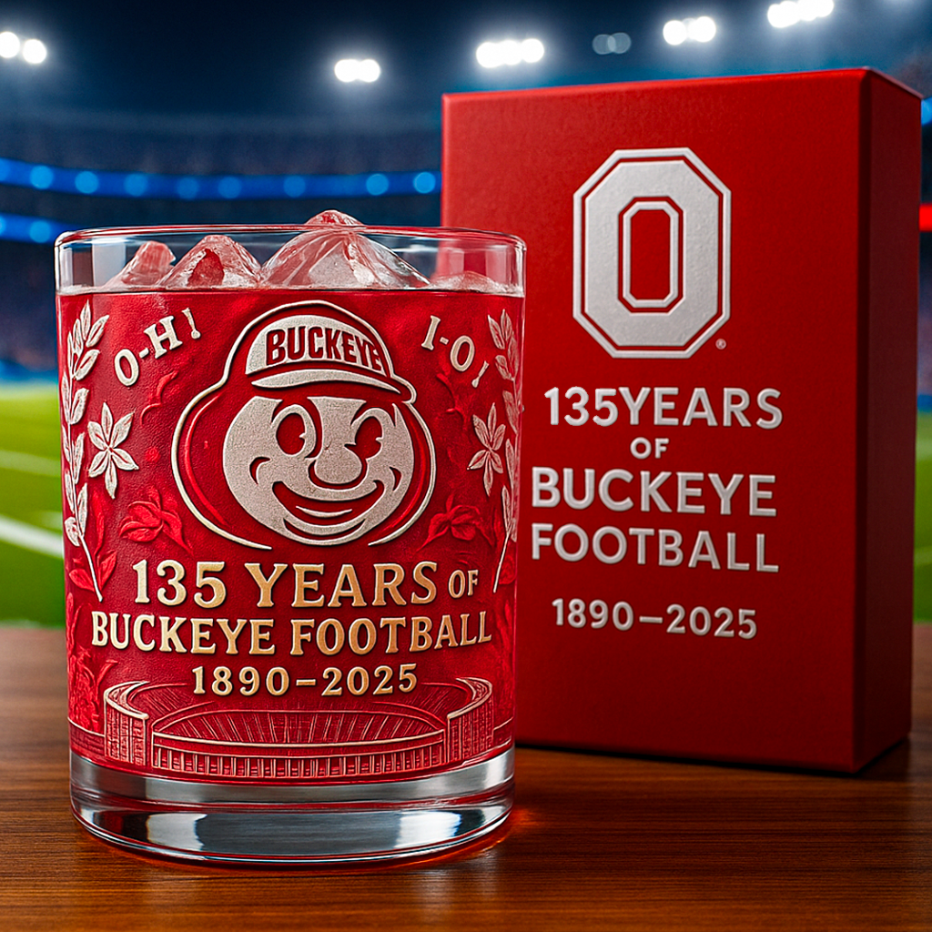 Ohio State Buckeyes 135th Anniversary Whiskey Glass