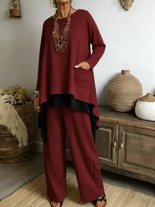 🔥Summer Arrivals🌟Women's Casual Asymmetrical Hem Cotton Top And Pants Two-piece Set(Buy2 Free shipping)