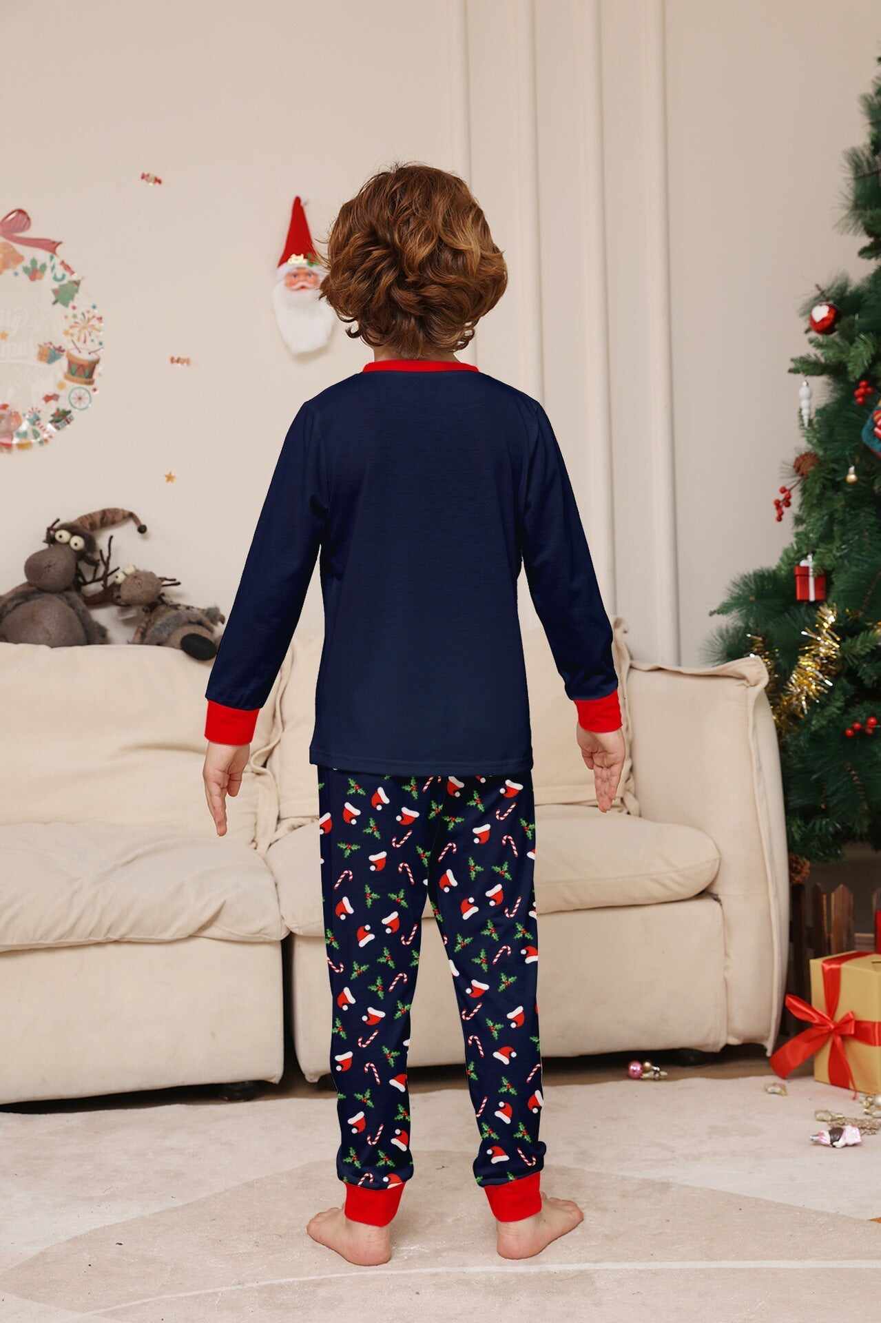 Family Parent-Child Santa Hat White Beard Pajamas Set