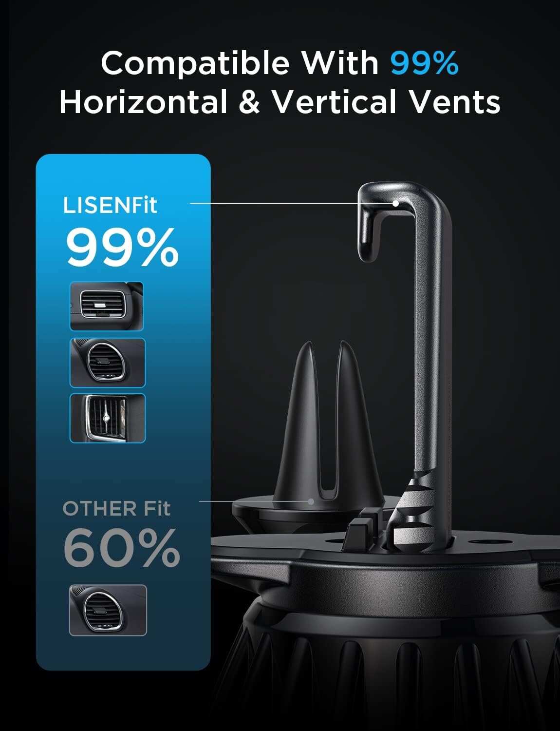 LISEN 2 Pack Magnetic Phone Holder for Your Car Mount 6 Military Magnets Car Phone Holder Mount Vent Cell Phone Holdeer Mount Vent Cell Phone Holder (20X Powerful: Gold)