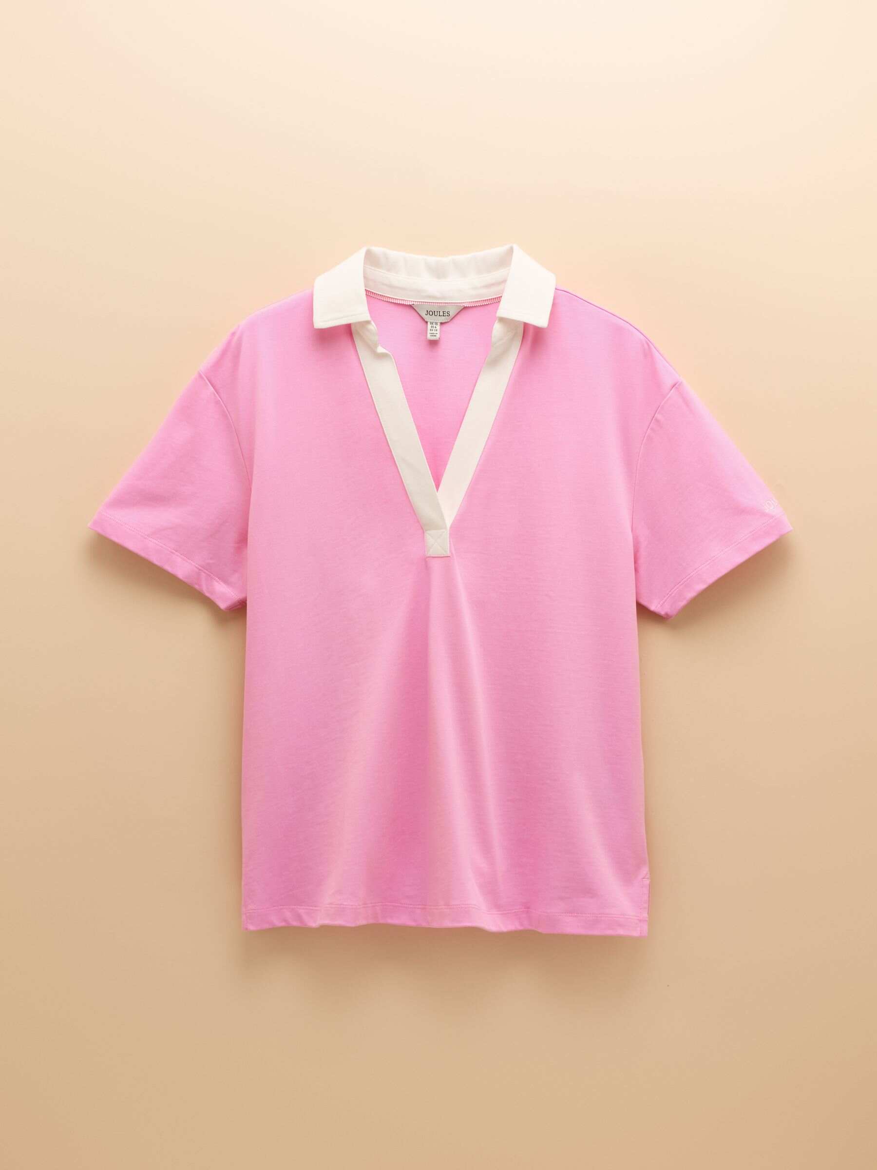 Tallie Pink/White Short Sleeve Combed 100% Cotton Collared Top