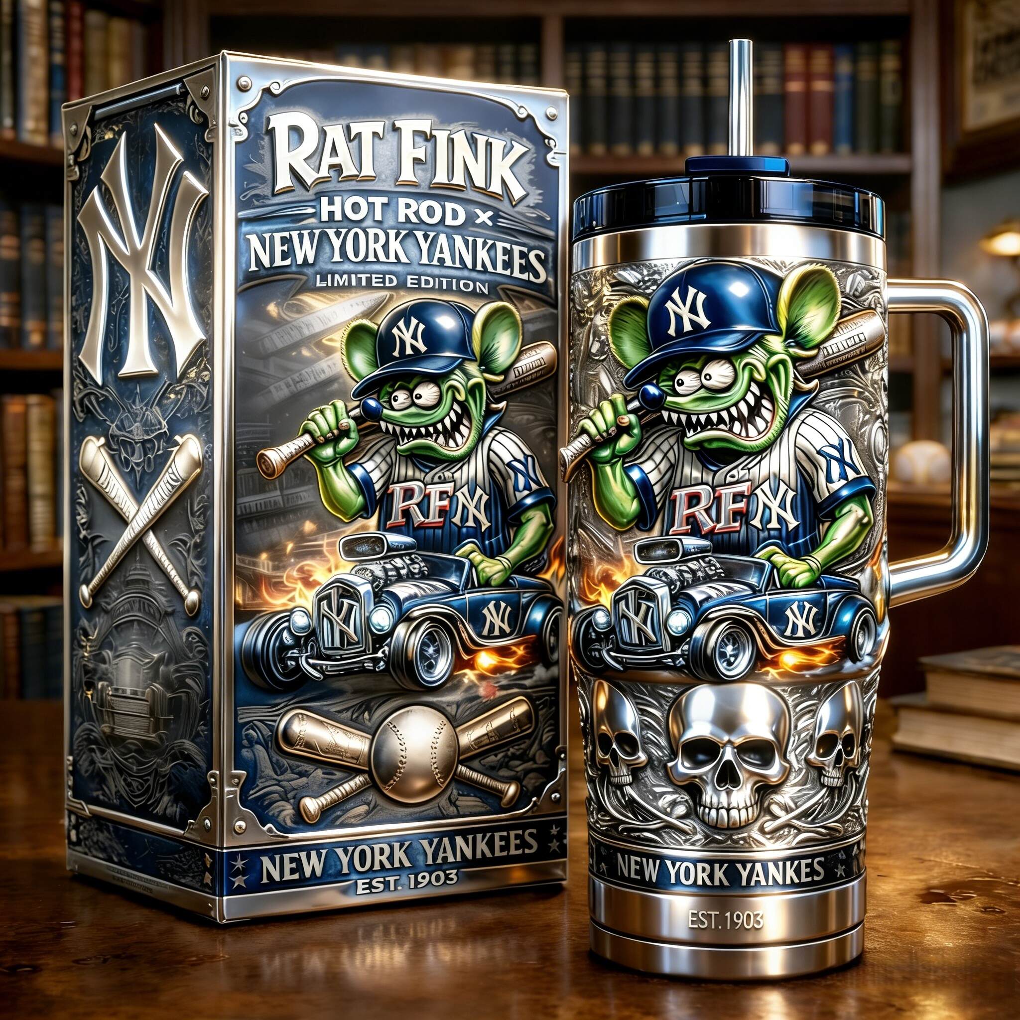 Rat Fink × New York Yankees Limited Edition Collector YETI Tumbler