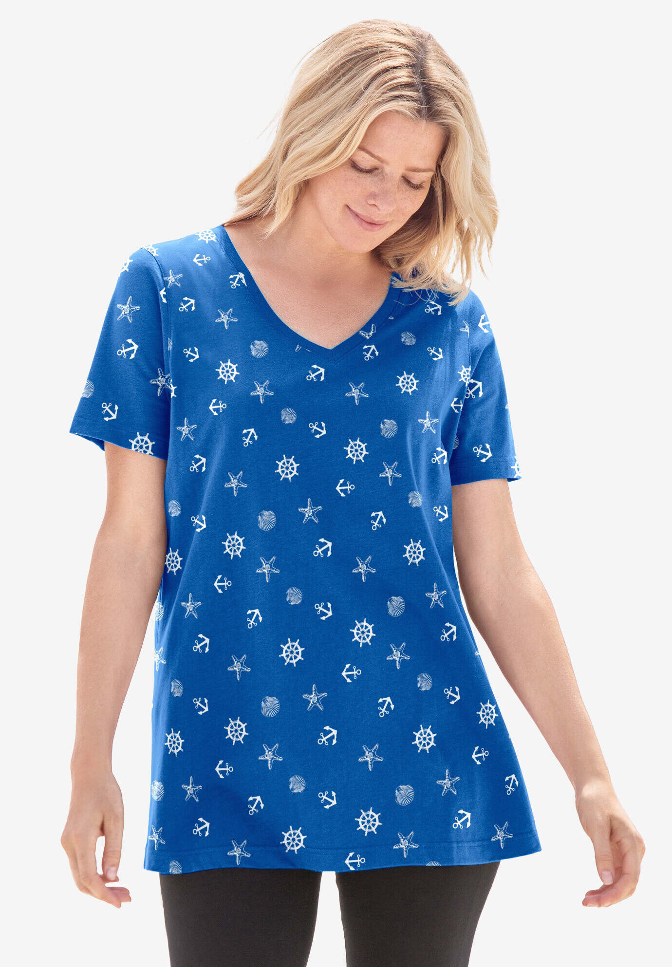 Perfect Printed Short-Sleeve V-Neck Tee