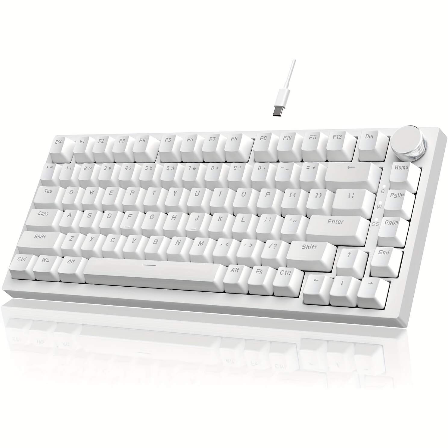 Wired Mechanical Gaming Keyboard | 75% Compact Design, Hot Swappable, PBT Keycaps, Ice Blue Backlit, Ergonomic Layout, Durable Metallic Finish | Efficient Typing for PC/Win/Mac