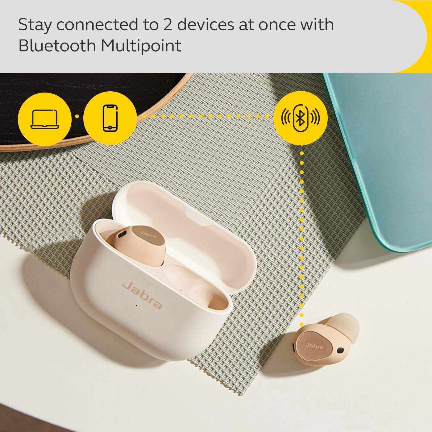Jabra Elite 10 True Wireless Earbuds – Advanced Active Noise Cancelling Earbuds with Next-Level Dolby Atmos Surround Sound –All-Day Comfort, Multipoint Bluetooth, Wireless Charging – Cream