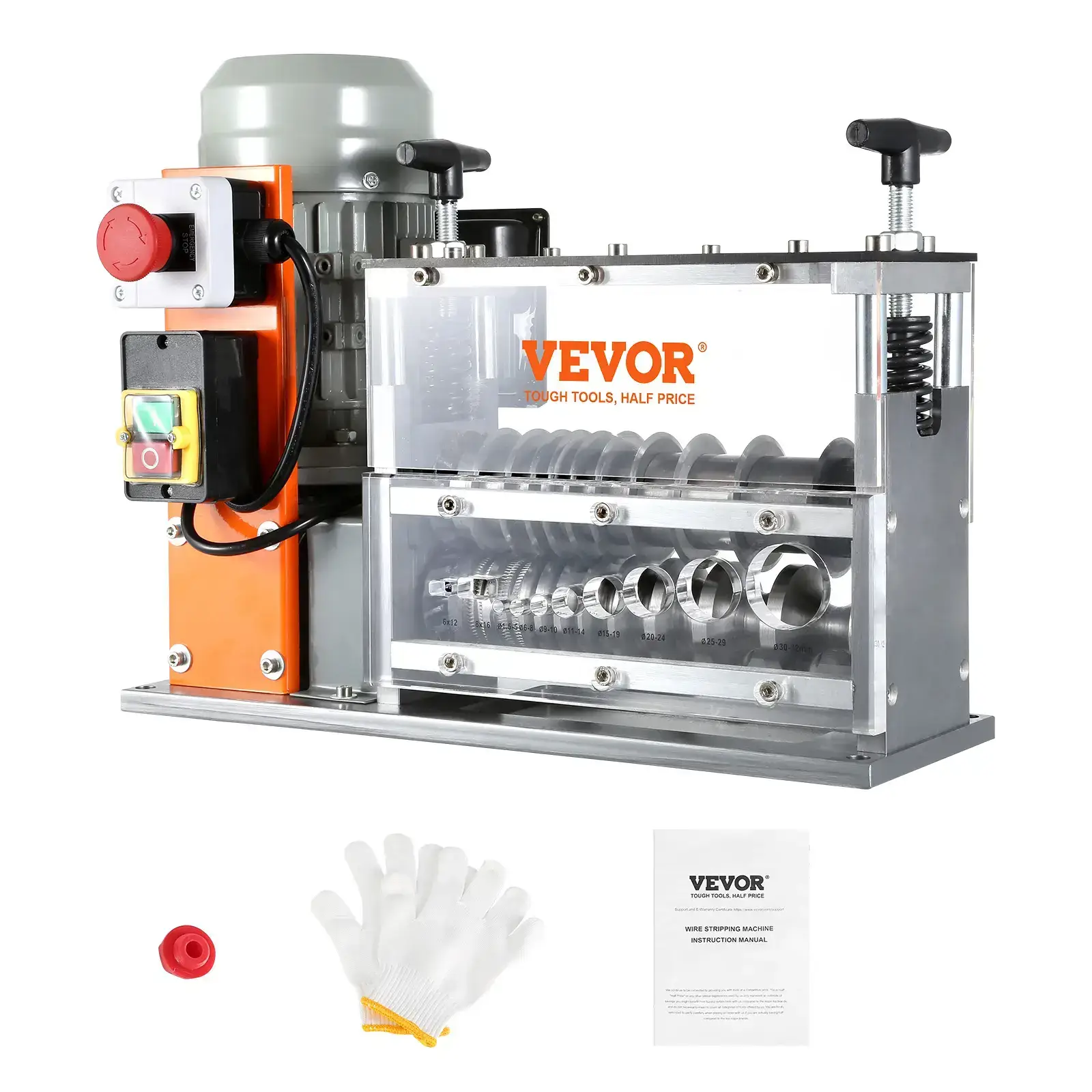 Automatic Wire Stripping Machine,0.06''-1.26'' Electric Motorized Cable Stripper, 750 W, 98 ft/min Wire Peeler with Visible Stripping Depth Reference, 10 Channels for Scrap Copper Recycling Heavy Duty Tool