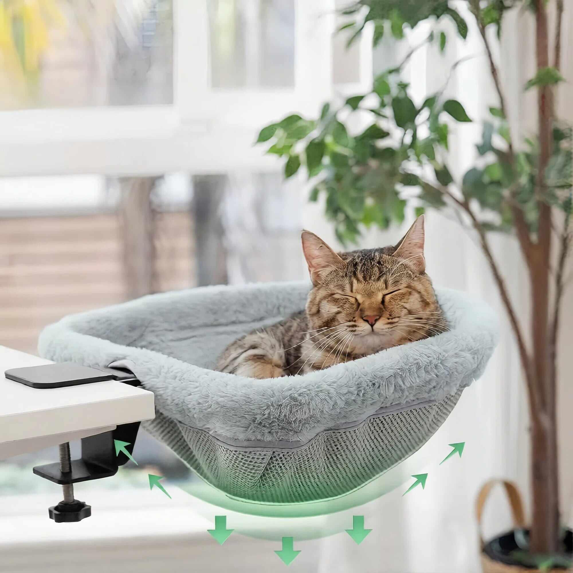 Foldable Desktop Cat Hammock – Suspended Pet Bed / Cat Perch Stand--PurrNest Cozy